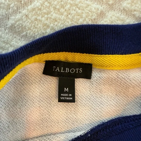 Talbots Blue & white Gingham Terry Shift Dress Size Medium long sleeves